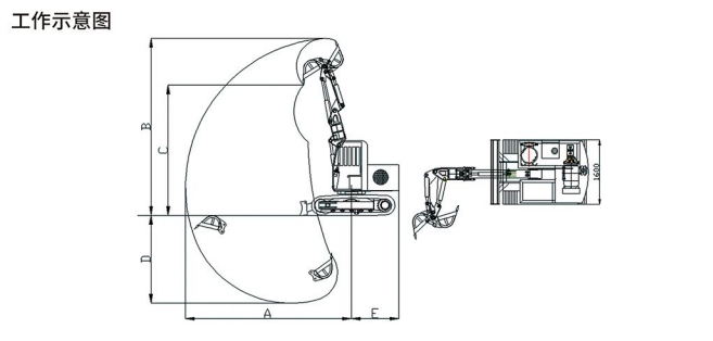 MWD8/0.3L旋转挖掘机工作示意图